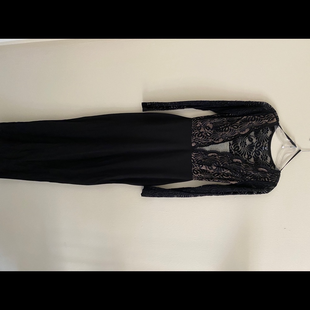 Black lace long dress
